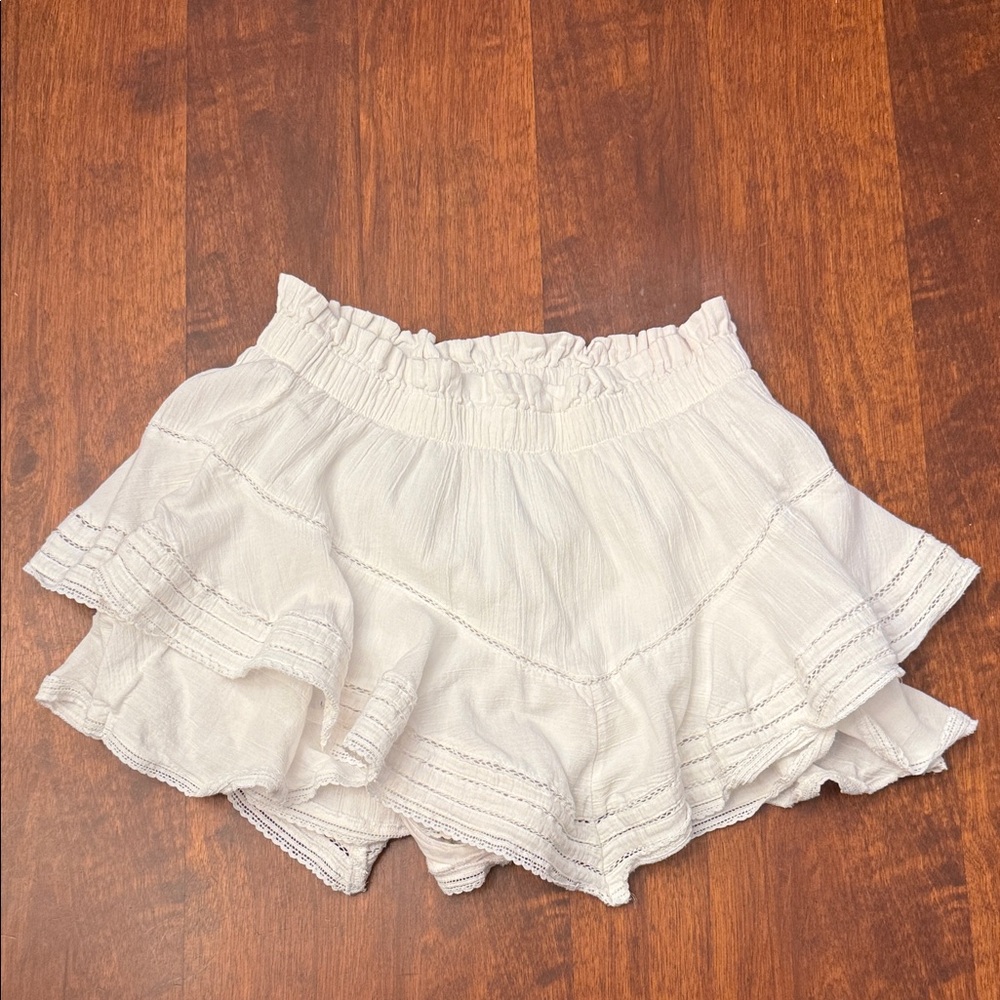 Aerie Cream Ruffled Skirt